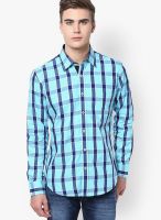 Monteil & Munero Checked Aqua Blue Casual Shirt