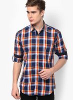 Monteil & Munero Checked Navy Blue Casual Shirt
