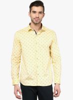 Monteil & Munero Yellow Printed Slim Fit Casual Shirt