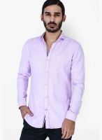 Mr Button Purple Slim Fit Casual Shirt