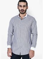 Mr Button Purple Striped Slim Fit Casual Shirt