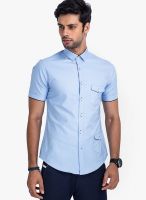 Mr Button Solid Ice Blue Casual Shirt