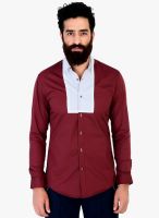 Mr Button Solid Maroon Shirts