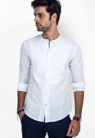 Mr Button Solid White Casual Shirt
