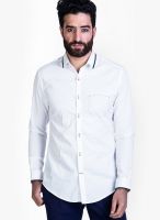 Mr Button Solid White Casual Shirt