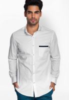 Mr Button Solid White Casual Shirt