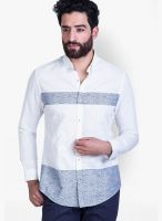 Mr Button Solid White Casual Shirt