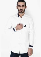 Mr Button White Slim Fit Casual Shirt