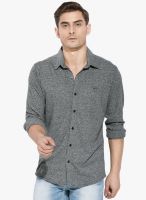 Mufti Grey Solid Slim Fit Casual Shirt