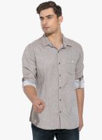 Mufti Grey Solid Slim Fit Casual Shirt