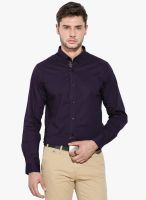 Mufti Purple Solid Slim Fit Casual Shirt