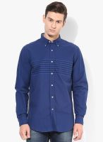 Nautica Blue Striped Slim Fit Casual Shirt