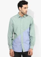 Nautica Green Solid Regular Fit Casual Shirt