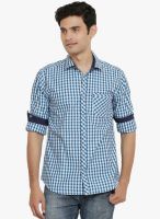 Orange Valley Blue Checked Slim Fit Casual Shirt