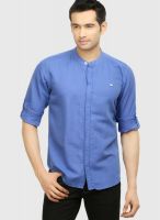 Orange Valley Blue Slim Fit Casual Shirt