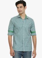 Orange Valley Green Checked Slim Fit Casual Shirt