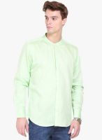 Orange Valley Green Solid Slim Fit Casual Shirt