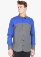 Orange Valley Grey Solid Slim Fit Casual Shirt