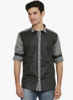 Orange Valley Grey Solid Slim Fit Casual Shirt