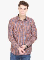 Orange Valley Orange Checked Slim Fit Casual Shirt