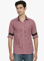 Orange Valley Red Checked Slim Fit Casual Shirt