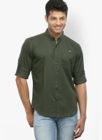 Orange Valley Solid Green Casual Shirt