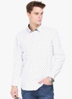 Orange Valley White Printed Slim Fit Casual Shirt