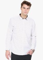 Orange Valley White Printed Slim Fit Casual Shirt