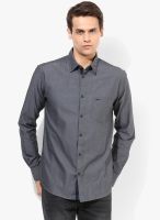 Park Avenue Grey Solid Slim Fit Casual Shirt