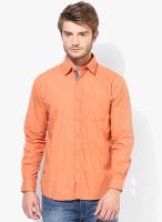 Pepe Jeans Orange Solid Regular Fit Casual Shirt