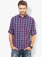 Peter England Blue Checks Regular Fit Casual Shirt