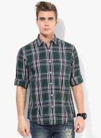 Peter England Green Checks Regular Fit Casual Shirt