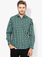 Peter England Green Checks Regular Fit Casual Shirt