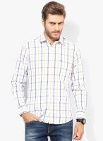 Peter England White Checks Regular Fit Casual Shirt