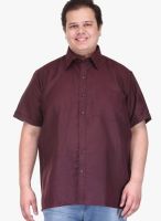Pluss Solid Wine Casual Shirt
