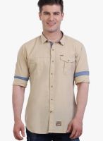 R&C Beige Slim Fit Casual Shirt