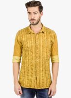 R&C Yellow Washed Slim Fit Casual Shirt