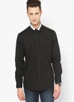 See Designs Black Solid Casual Shirt