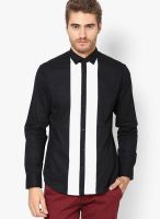 See Designs Black Striped Slim Fit Casual Shirt