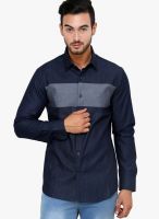 See Designs Blue Slim Fit Casual Shirt