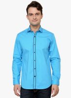 See Designs Blue Slim Fit Casual Shirt