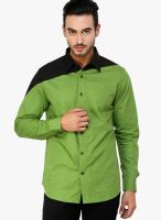 See Designs Green Slim Fit Casual Shirt