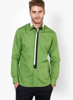 See Designs Green Solid Casual Shirt