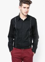 See Designs Solid Black Casual Shirt