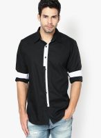 See Designs Solid Black Casual Shirt
