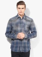 Selected BLUE CHECKED SLIM FIT CASUAL SHIRT