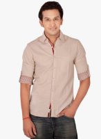 Sera Beige Solid Regular Fit Casual Shirt