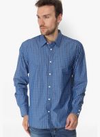 Slub Checks Blue Casual Shirt