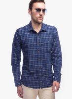 Slub Checks Blue Casual Shirt