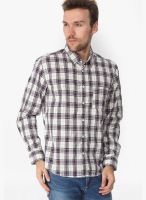 Slub Checks Brown Casual Shirt